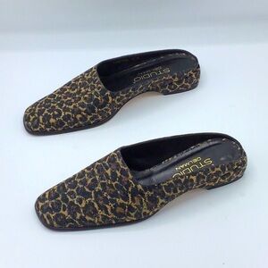 Studio Delman Vintage Leopard Slides Flats 9 M.